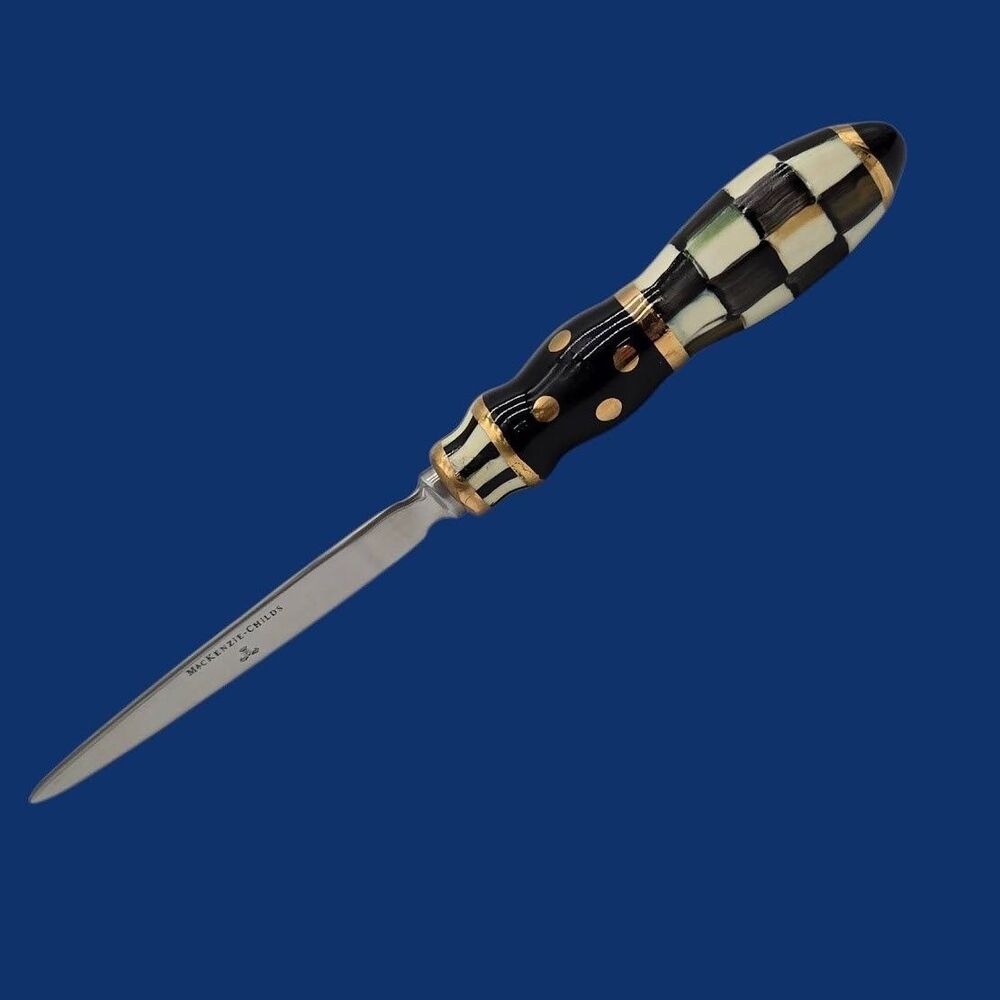 Mackenzie - Childs Courtly Check 9" Letter Opener Hand Painted Porcelain Handle